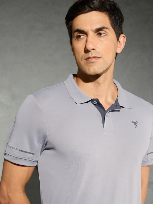 Men Solid Slim Fit Polo T-shirt with TECHNO COOL+