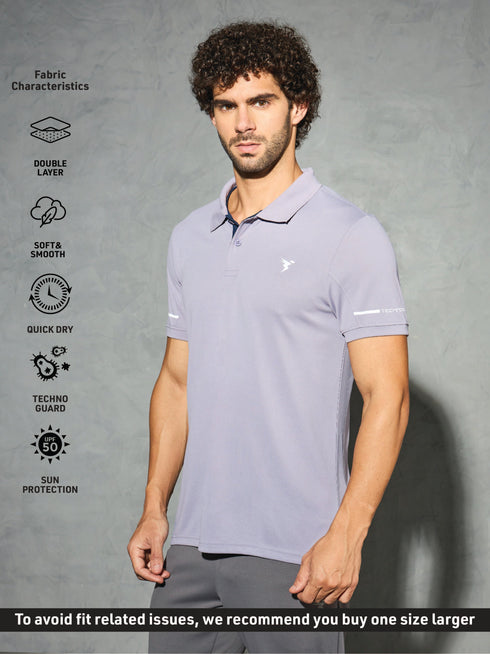 Men Solid Slim Fit Polo T-shirt with TECHNO COOL+