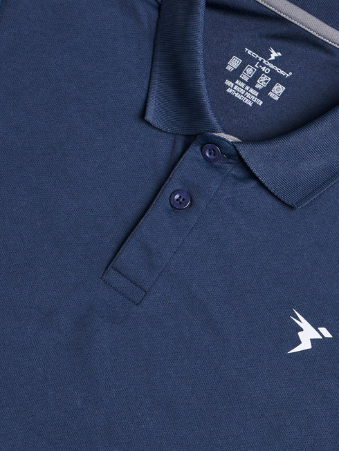 Men Solid Slim Fit Polo T-shirt with TECHNO COOL+