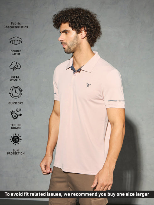 Men Solid Slim Fit Polo T-shirt with TECHNO COOL+