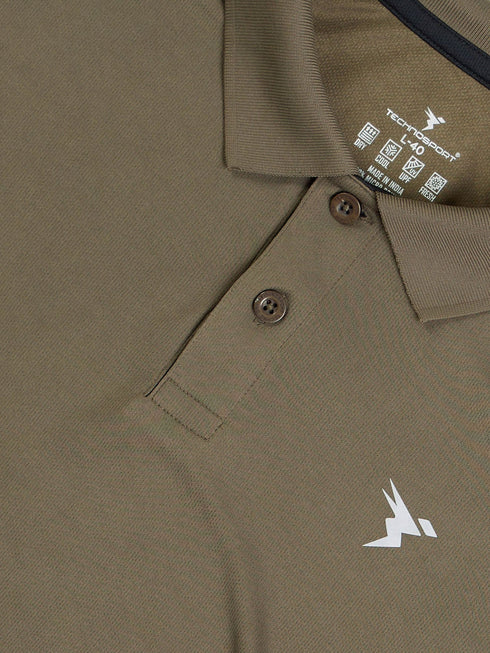 Men Solid Slim Fit Polo T-shirt with TECHNO COOL+