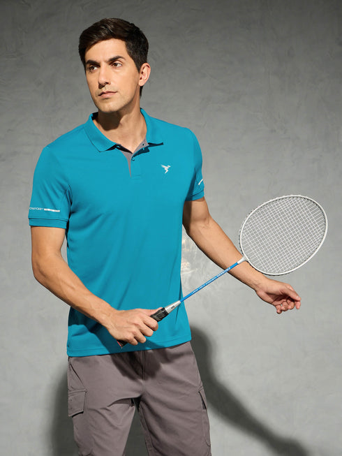 Men Solid Slim Fit Polo T-shirt with TECHNO COOL+