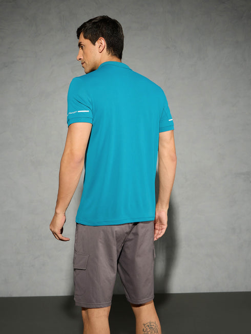 Men Solid Slim Fit Polo T-shirt with TECHNO COOL+