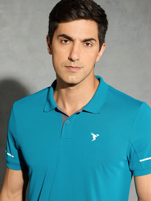 Men Solid Slim Fit Polo T-shirt with TECHNO COOL+