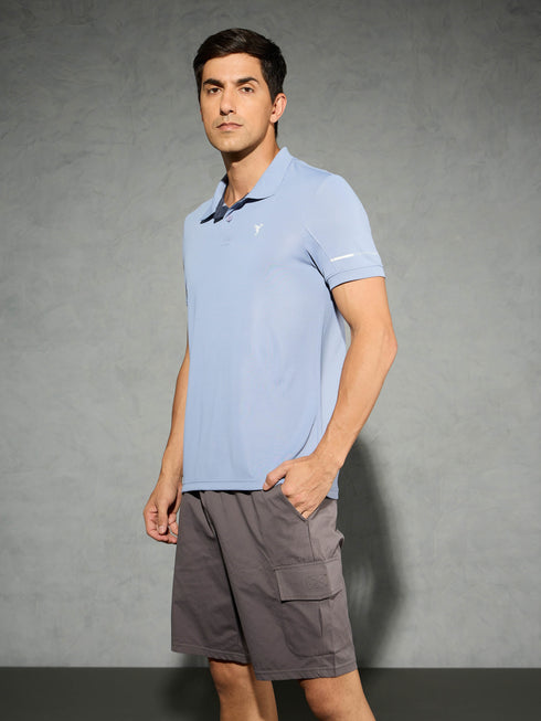 Men Solid Slim Fit Polo T-shirt with TECHNO COOL+