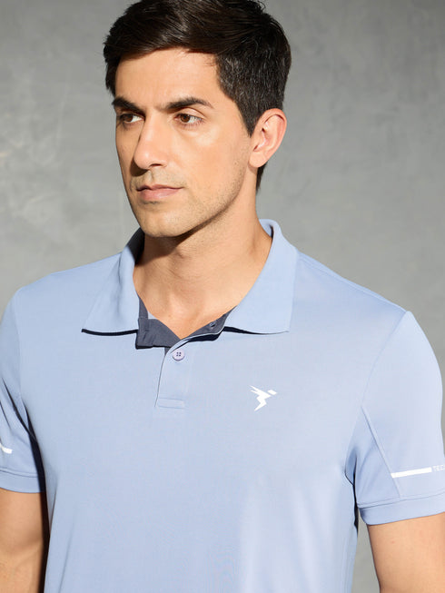 Men Solid Slim Fit Polo T-shirt with TECHNO COOL+