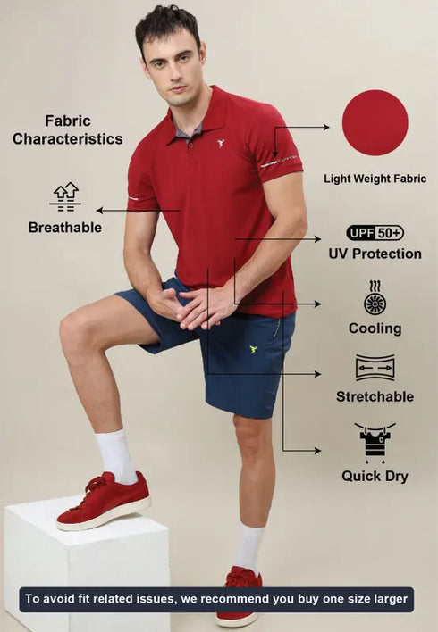 Men Solid Slim Fit Polo T-shirt with TECHNO COOL+