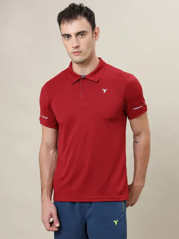Men Solid Slim Fit Polo T-shirt with TECHNO COOL+