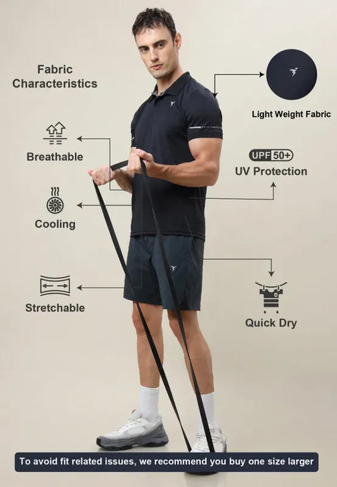 Men Solid Slim Fit Polo T-shirt with TECHNO COOL+