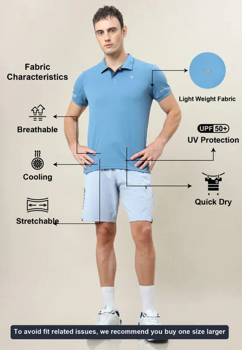 Men Solid Slim Fit Polo T-shirt with TECHNO COOL+