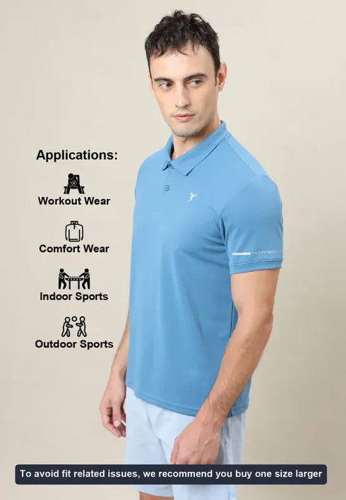 Men Solid Slim Fit Polo T-shirt with TECHNO COOL+