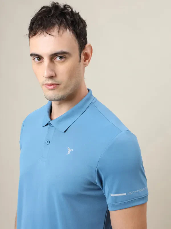 Men Solid Slim Fit Polo T-shirt with TECHNO COOL+