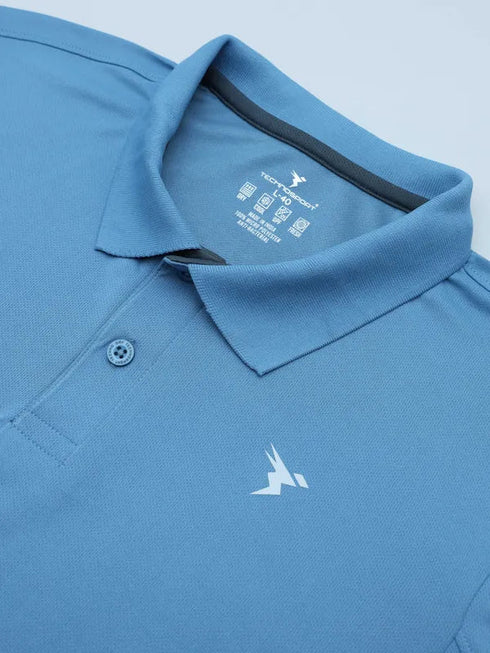 Men Solid Slim Fit Polo T-shirt with TECHNO COOL+