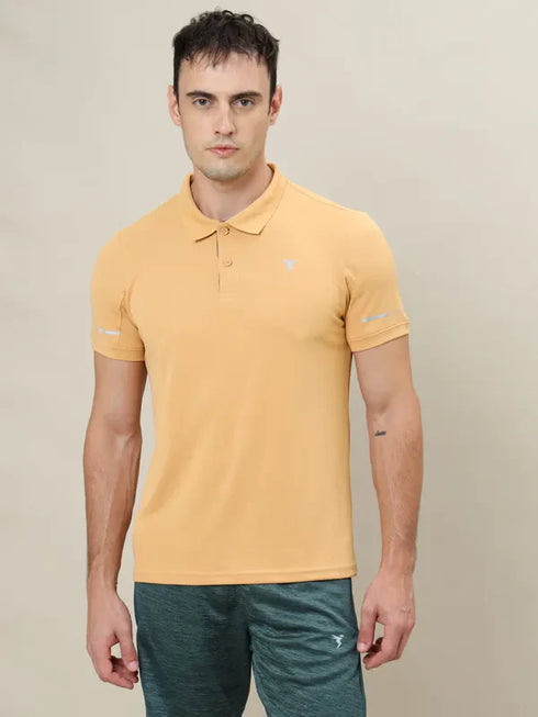 Men Solid Slim Fit Polo T-shirt with TECHNO COOL+