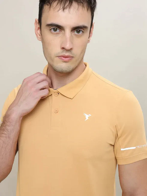 Men Solid Slim Fit Polo T-shirt with TECHNO COOL+