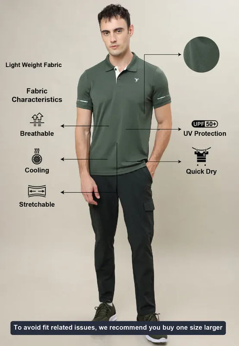 Men Solid Slim Fit Polo T-shirt with TECHNO COOL+