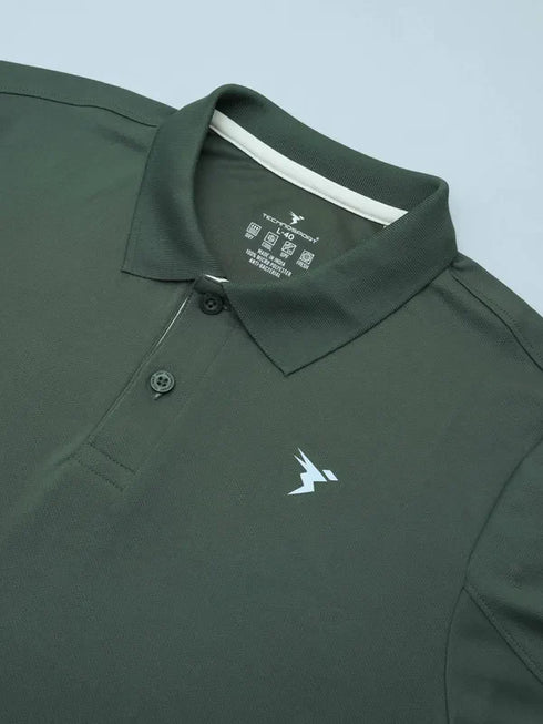 Men Solid Slim Fit Polo T-shirt with TECHNO COOL+