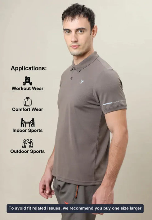 Men Solid Slim Fit Polo T-shirt with TECHNO COOL+