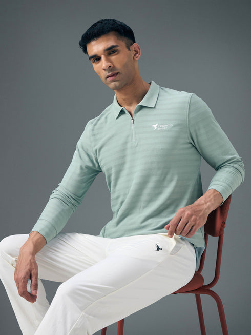Men Solid Slim Fit Polo Sports T-shirt with MATPIQ