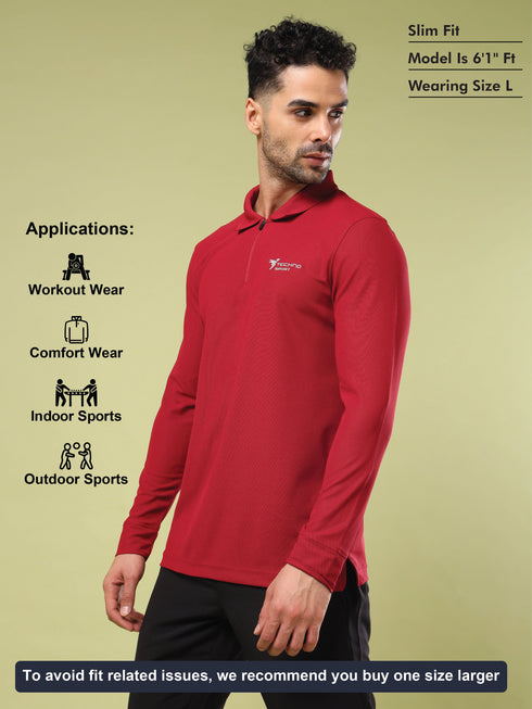 Men Solid Slim Fit Polo Sports T-shirt with MATPIQ