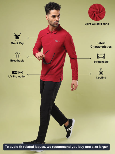 Men Solid Slim Fit Polo Sports T-shirt with MATPIQ