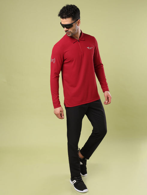 Men Solid Slim Fit Polo Sports T-shirt with MATPIQ