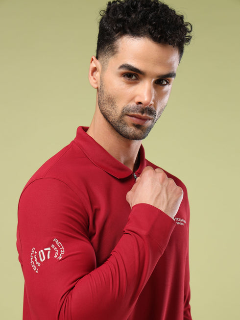 Men Solid Slim Fit Polo Sports T-shirt with MATPIQ