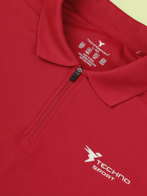 Men Solid Slim Fit Polo Sports T-shirt with MATPIQ
