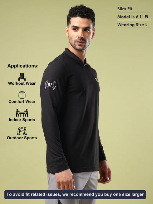 Men Solid Slim Fit Polo Sports T-shirt with MATPIQ