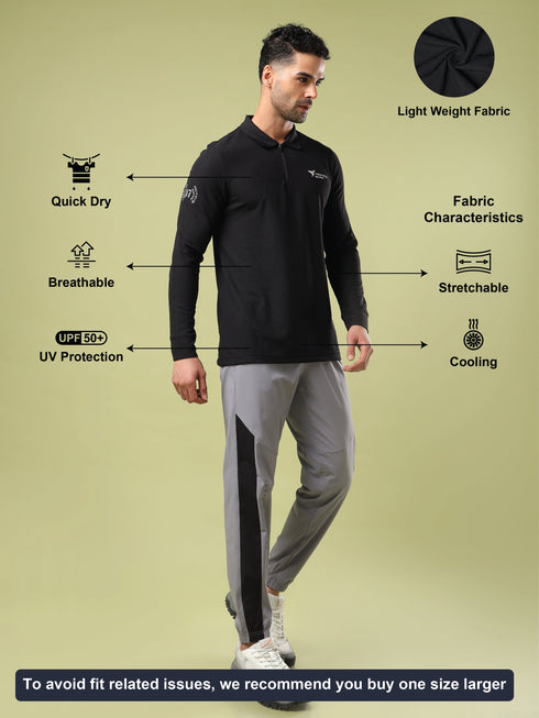 Men Solid Slim Fit Polo Sports T-shirt with MATPIQ
