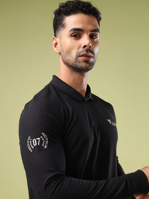 Men Solid Slim Fit Polo Sports T-shirt with MATPIQ