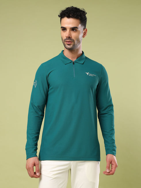 Men Solid Slim Fit Polo Sports T-shirt with MATPIQ