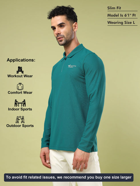 Men Solid Slim Fit Polo Sports T-shirt with MATPIQ