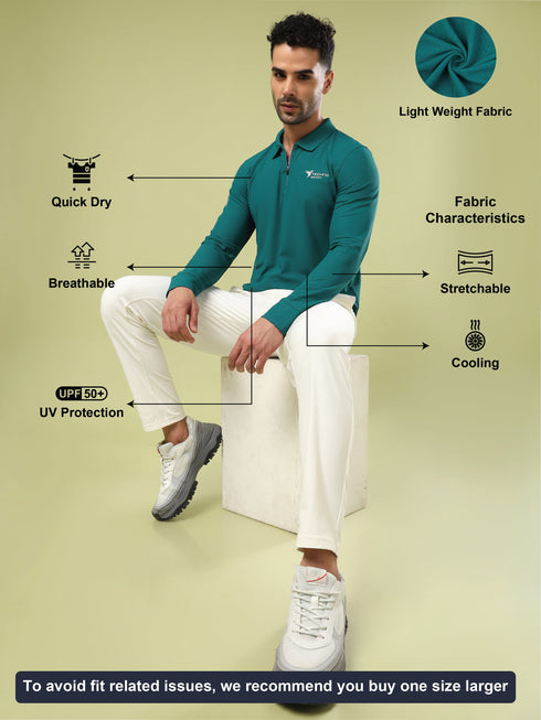 Men Solid Slim Fit Polo Sports T-shirt with MATPIQ