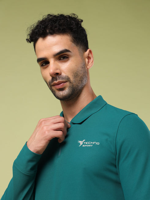 Men Solid Slim Fit Polo Sports T-shirt with MATPIQ