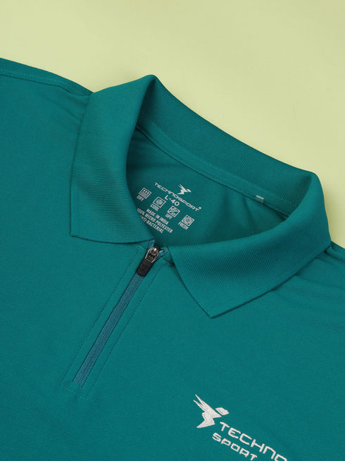 Men Solid Slim Fit Polo Sports T-shirt with MATPIQ
