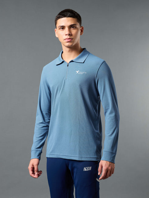 Men Solid Slim Fit Polo Sports T-shirt with MATPIQ