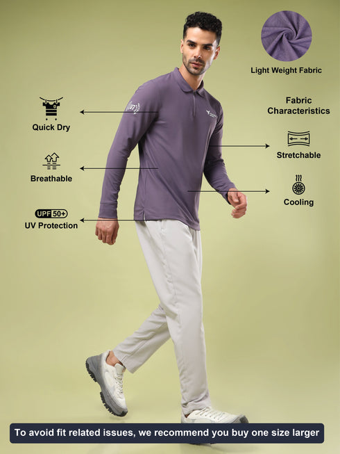 Men Solid Slim Fit Polo Sports T-shirt with MATPIQ