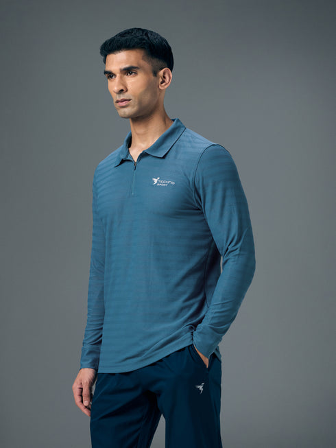 Men Solid Slim Fit Polo Sports T-shirt with MATPIQ