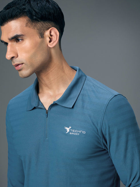Men Solid Slim Fit Polo Sports T-shirt with MATPIQ