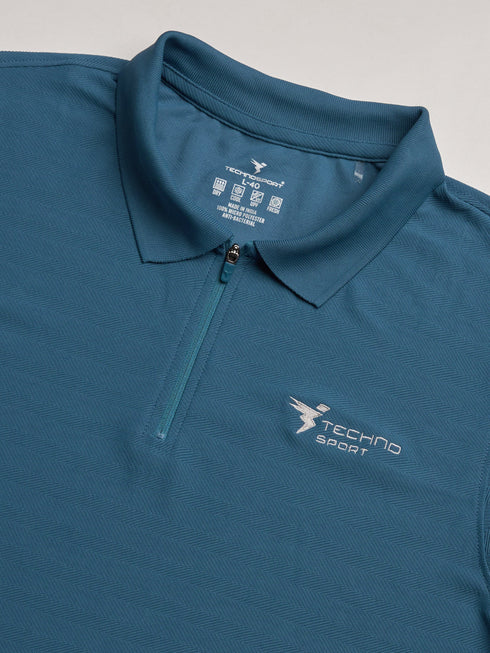 Men Solid Slim Fit Polo Sports T-shirt with MATPIQ