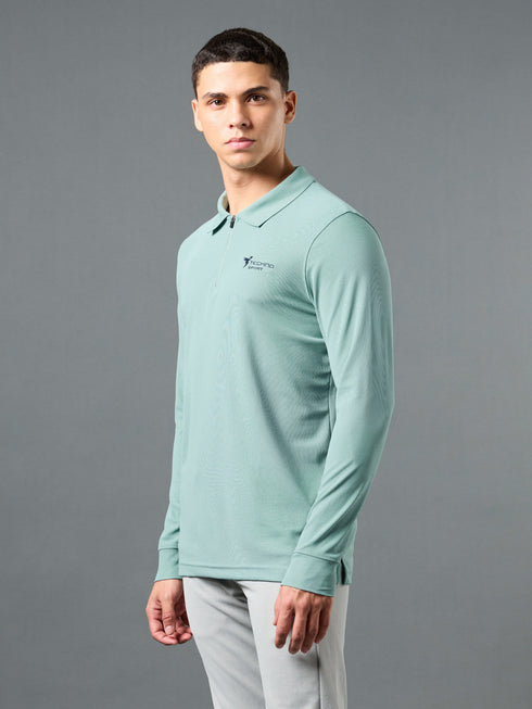 Men Solid Slim Fit Polo Sports T-shirt with MATPIQ