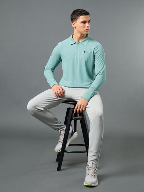 Men Solid Slim Fit Polo Sports T-shirt with MATPIQ