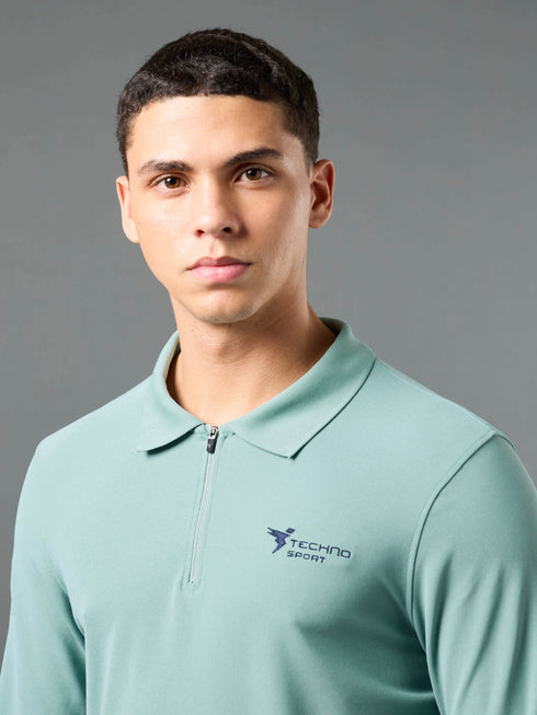 Men Solid Slim Fit Polo Sports T-shirt with MATPIQ
