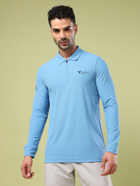 Men Solid Slim Fit Polo Sports T-shirt with MATPIQ