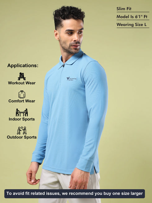 Men Solid Slim Fit Polo Sports T-shirt with MATPIQ