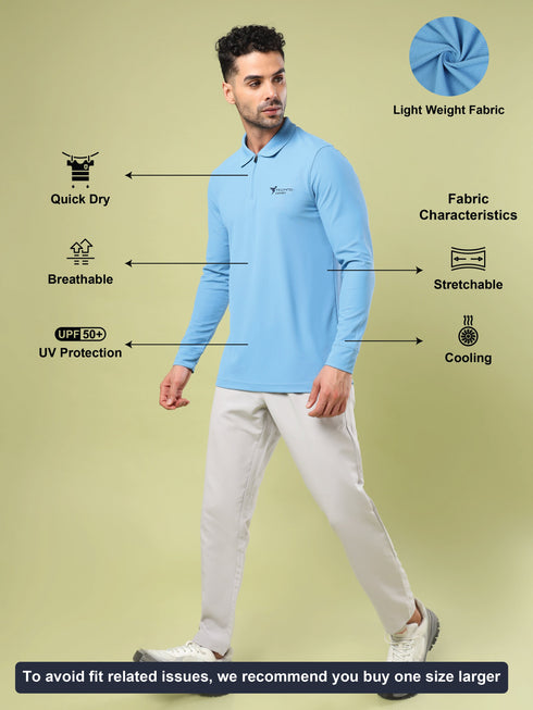 Men Solid Slim Fit Polo Sports T-shirt with MATPIQ