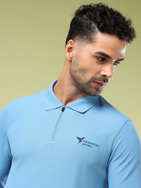 Men Solid Slim Fit Polo Sports T-shirt with MATPIQ