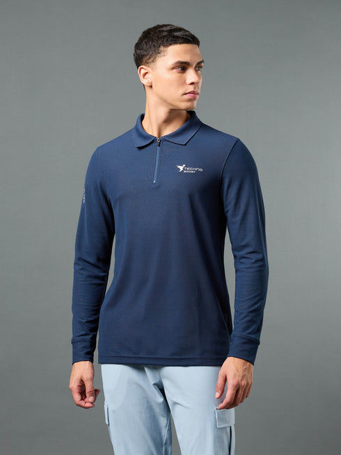 Men Solid Slim Fit Polo Sports T-shirt with MATPIQ