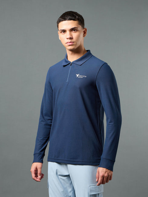 Men Solid Slim Fit Polo Sports T-shirt with MATPIQ